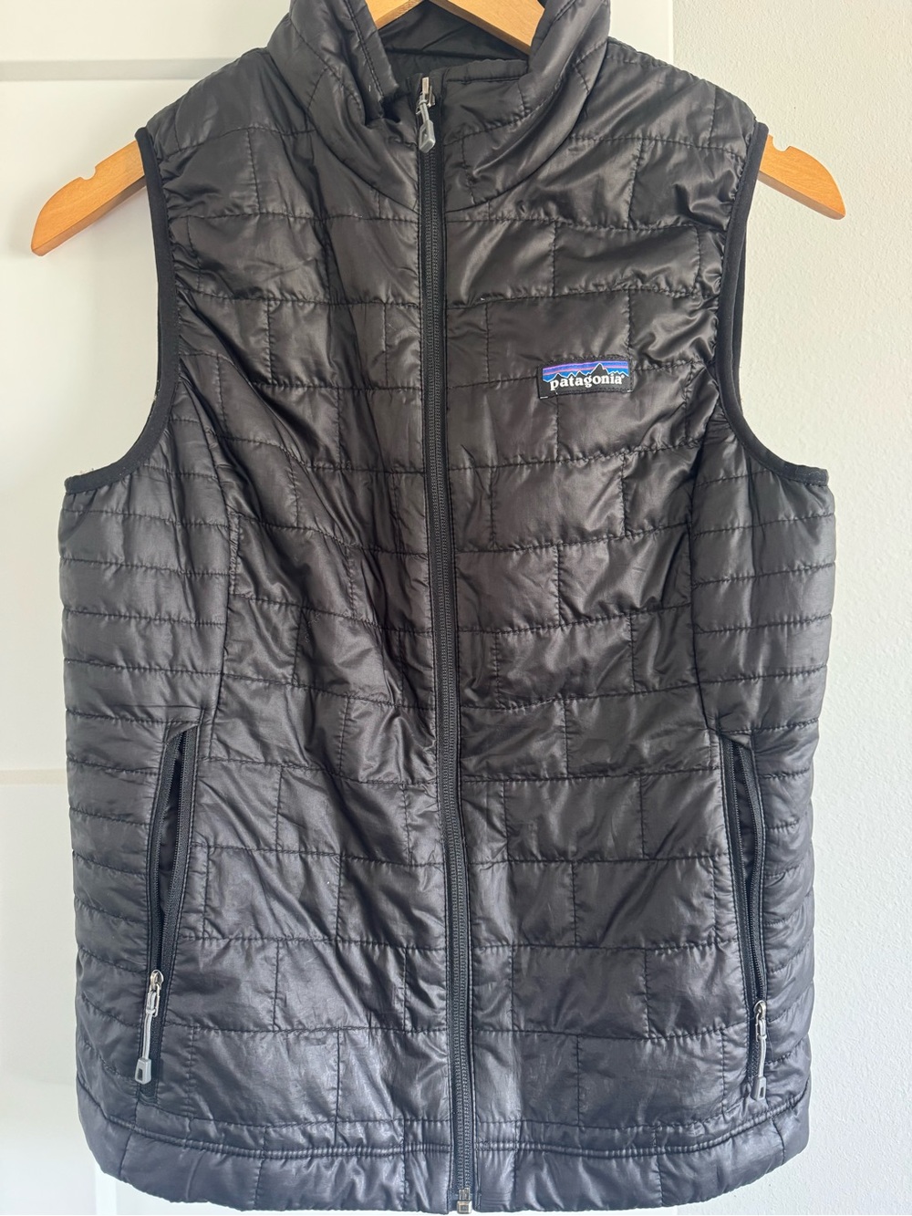 Patagonia Black Quilted Logo Vest with Multicolor Patch